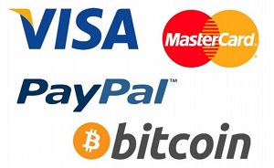 payment options - visa, mastercard, bitcoin, paypal